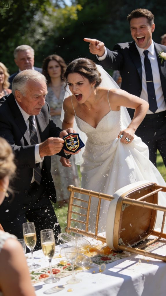 dreamina-2026-02-24-6568-A tense outdoor wedding reception in bri...