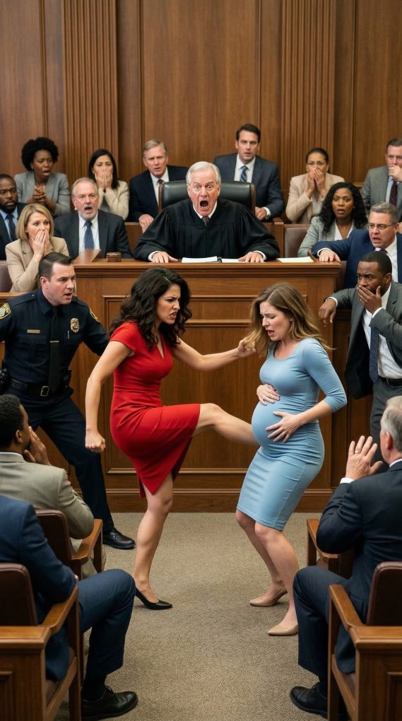 Action_a_woman_in_a_red_dress_is_kicking_a_pregnan_delpmaspu (1)