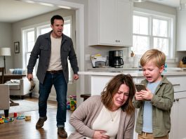 I Was Too Hurt to Call for Help After My Husband Cracked My Ribs, So My 5-Year-Old Son Picked Up My Phone and Whispered, “Grandpa, Mama Can’t Breathe.” Then the Door Opened Again, and My Son Saw His Father Return With a Hammer.