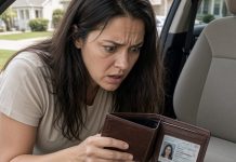 I was only cleaning my husband’s car when I found a wallet wedged beneath the passenger seat, and the ID inside belonged to the ex he swore he hadn’t spoken to in two years. I didn’t confront him right away—I waited, followed him, and eventually found myself standing outside a motel room near Los Angeles.