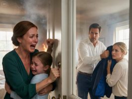 THE DOOR WAS LOCKED. THE FIRE WAS SPREADING. MY SICK DAUGHTER AND I WERE TRAPPED INSIDE—WHILE MY HUSBAND WALKED HIS ASSISTANT TO SAFETY. THEN MY FATHER’S TEAM BROKE THROUGH…