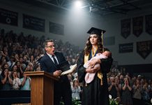 The Entire Crowd Laughed When I Walked On Stage Holding My Newborn Baby Girl While A Cruel Voice Whispered Just Like Her Mother, But The Principal Announced An Unexpected State Decree Into The Microphone That Immediately Stunned Every Single Guest Into Complete Silence