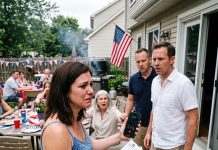 At our Fourth of July gathering, my husband’s phone rang for the FOURTH time. I put it on speaker, and a voice said, “I’ve been thinking about last night since I left.” I replied, “This is his wife—and you’ve reached the WHOLE FAMILY.” The patio fell silent. Then I said, “I found the hotel receipts. My attorney has copies of EVERYTHING.”