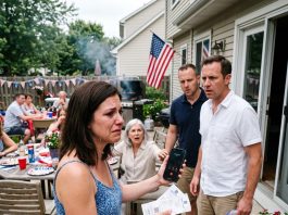 At our Fourth of July gathering, my husband’s phone rang for the FOURTH time. I put it on speaker, and a voice said, “I’ve been thinking about last night since I left.” I replied, “This is his wife—and you’ve reached the WHOLE FAMILY.” The patio fell silent. Then I said, “I found the hotel receipts. My attorney has copies of EVERYTHING.”