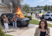 My stepmother set my car on fire when I refused to give it to my stepsister, laughed at me, and said, “If you can’t give this car to my daughter, it can’t be yours either.” I remained silent and left the house with my belongings because I knew that there would explode a bomb in the house now, because that car was actually…