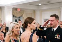 At our family reunion, my sister ripped my dress to humiliate my scars, but her admiral husband dropped to his knees in terror the second he recognized who gave them to me.