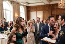 My sister married my ex-husband while my daughter and I were seated behind a pillar. Dad told me not to “ruin her real family,” and my sister smiled before signing the license. I said nothing until the clerk stamped it. Then a court officer opened my divorce file, found six words, and turned to the groom.