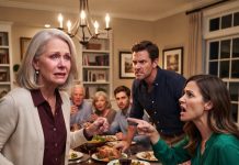 “Are you really going to eat that?” my daughter-in-law asked, mocking my weight, my age, and my custodian salary in front of five guests. I stayed silent for my son, until she called me trash. That’s when my son slammed his glass down and revealed the secret that ruined her life.