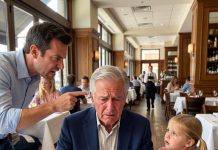 While dining with my son’s family at my own restaurant, a server secretly slipped me a note. Before I could read it, my granddaughter tugged my sleeve and whispered, “Dad said you can’t come home tonight.”