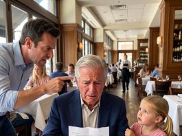 While dining with my son’s family at my own restaurant, a server secretly slipped me a note. Before I could read it, my granddaughter tugged my sleeve and whispered, “Dad said you can’t come home tonight.”