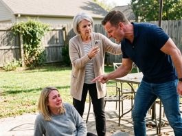 A 5-year-old’s whisper brought me to my daughter’s patio, where a concrete block lay on her leg and a cup of coffee was in her hand. What I did next brought them both down.