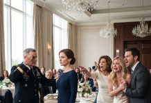 When my mom told my sister’s fiancé’s family, “Ignore her — she works at a gas station,” I stayed silent. Then the groom’s father, a four-star general, suddenly lowered his fork and stood. In front of 60 stunned guests, he saluted me and said, “Colonel. It’s an honor.” My mother froze. My sister already knew something was terribly wrong.