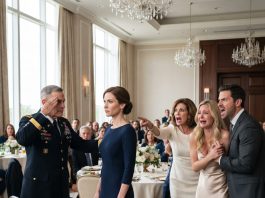 When my mom told my sister’s fiancé’s family, “Ignore her — she works at a gas station,” I stayed silent. Then the groom’s father, a four-star general, suddenly lowered his fork and stood. In front of 60 stunned guests, he saluted me and said, “Colonel. It’s an honor.” My mother froze. My sister already knew something was terribly wrong.