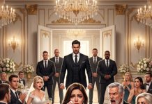 My family laughed after Dad ruined my dress with red wine at my sister’s wedding. They thought I was the lonely daughter with nothing. Then four men in black suits entered—and my husband followed them.