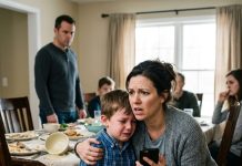 My daughter accidentally knocked over a crystal glass, so my husband’s brother poured boiling chowder on my son as punishment. He screamed in pain while the family laughed coldly. I called my brother. Minutes later, everyone there was horrified by what happened next.