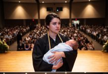 They started laughing the moment I walked onto the graduation stage with a newborn baby in my arms. Someone behind me even whispered, “Just like her mother…” But the principal’s next words made the entire room freeze.