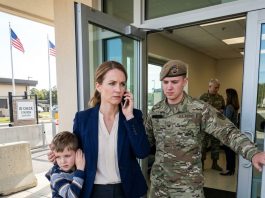 My son and I went to visit my colonel husband, but the guard stopped us at the entrance and said his personal guest was inside and no visitors were allowed. I covered my son’s ears, called my brother, and calmly said, Freeze every contract immediately. No mercy.