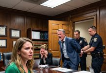 The fateful reading of the will and a horrifying secret concealed beneath a car caused the adoptive father to panic and reveal his truly cruel nature, just as the police suddenly burst in to handcuff him right in the middle of the solemn meeting room.
