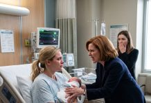 “Lying in my hospital bed holding my newborn, my sister demanded my black card for her gala and my mother snatched my baby away—until the hospital door suddenly burst open.”