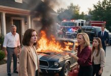 My stepmother set my car on fire because I refused to give it to my stepsister. She laughed while it burned and told me, “If she can’t have it, neither can you.” I quietly packed my belongings because she had no idea whose car she had actually destroyed.