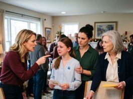 At our family reunion, my sister stood up, pointed at my 13-year-old daughter, and declared, “She is MENTALLY BEHIND! Don’t give her money.” The room fell silent. My grandmother stared in surprise. “You really don’t know who she is?” My sister went pale. “Wait, really?”