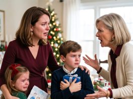 MY 5-YEAR-OLD HAD JUST GIVEN MY MOTHER-IN-LAW A CHRISTMAS DRAWING WHEN SHE SAID, “KIDS FROM MOMMY’S CHEATING DON’T CALL ME GRANDMA.” THEN MY 9-YEAR-OLD SON TOOK BACK HIS GIFT AND SAID THIS… THE DNA RESULTS DESTROYED HER FOREVER.