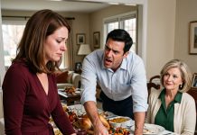 “GIVE ME BACK THOSE HOUSE KEYS! You haven’t earned a single thing in your life,” my husband shouted at Thanksgiving dinner while his mother smiled. I quietly took my suitcase and walked out. But the next morning, she found my WEDDING RING beside a letter—and suddenly begged me to come back because…