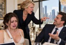 My pregnant daughter was serving her husband’s VIP guests with one arm trapped in a sling—and he was openly laughing about being the reason she was hurt. That was the scene I walked into at her elegant dinner party. He thought I was just his quiet, harmless mother-in-law. He had no idea I controlled enough votes inside his company to destroy the promotion he was bragging about before the night was over.