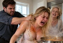 My husband shoved me into a pot of boiling soup while I was eight months pregnant—all because I refused to surrender the house my father left me. As I screamed on the kitchen floor, his mother watched my skin burn. “Maybe now she’ll stop being selfish,” she said. But my father had hidden a second camera in a place neither of them would ever think to check.