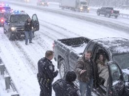 On my way to family dinner in a blizzard, I spotted a barefoot little girl staggering down the highway. I slammed the brakes and carried her to my truck. “Please don’t send me back,” she said, clinging to my sleeve and shaking. Five minutes later, the police stopped me because…