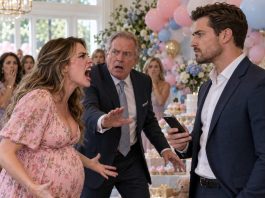 “Congratulations—you’re not the father!” my wife shouted at the baby shower, but after I made one quiet phone call, her father went pale and ordered her to start begging me before the family trust was gone…