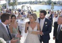 My brother staged a gender reveal at my wedding, then announced: “And now, the honeymoon belongs to us! Dad has already changed the names on the tickets.” The guests burst into cheers. My husband tightened his grip on my hand. I picked up the microphone and said, “Since we are making announcements…” All 87 guests fell silent.
