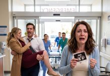 I was holding my seven-week ultrasound when my husband rushed his mistress into the ER, calling her his wife. I said nothing—and vanished that night with a secret he never knew.
