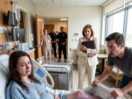 She brought adoption papers while I lay dangerously ill after giving birth. My husband pulled back the blanket, saw my purple legs, and froze. Then my mocked “cheap pendant” captured one sentence—turning my mother-in-law’s cruel plan into the mistake that could ruin her.