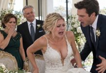 My daughter-in-law was pouring super glue onto my wife’s chair—and my own son stood guard, laughing as though it were harmless. I caught them and said nothing. Before the ceremony began, I simply switched the chairs. Hours later, the MC announced, “Bride and groom, please stand.” A sharp tearing sound cut through the room. She froze in horror as every guest turned toward her. I smiled quietly. That public humiliation was only the beginning of what I had planned.