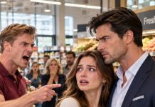 I SPOTTED MY EX IN THE SUPERMARKET AND DESPERATELY WHISPERED TO A STRANGER, “PLEASE ACT LIKE YOU’RE MY HUSBAND!” TO MY SURPRISE, HE PUT HIS ARM AROUND ME AND AGREED. EVERYTHING SEEMED FINE UNTIL MY EX APPROACHED… THAT WAS WHEN I DISCOVERED THE STRANGER’S TRUE IDENTITY!