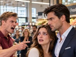 I SPOTTED MY EX IN THE SUPERMARKET AND DESPERATELY WHISPERED TO A STRANGER, “PLEASE ACT LIKE YOU’RE MY HUSBAND!” TO MY SURPRISE, HE PUT HIS ARM AROUND ME AND AGREED. EVERYTHING SEEMED FINE UNTIL MY EX APPROACHED… THAT WAS WHEN I DISCOVERED THE STRANGER’S TRUE IDENTITY!