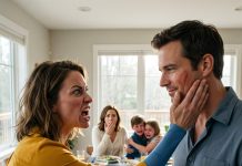 At A Tense Family Gathering, My Cruel Sister-In-Law Violently Slapped My Face Right In Front Of My Little Children, Screaming That I Was Never Their Real Father Because We Adopted Them. I Touched My Stinging Cheek, Smiled Coldly, And Exposed Everything Right There.
