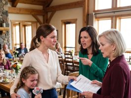 My mom said there was NO SPACE at the family reunion for my husband’s 8-year-old daughter. “She’s NOT REALLY FAMILY,” my sister added. My stepdaughter froze. I didn’t shout—I pulled SOMETHING from my bag and handed it to them. The entire room fell silent.