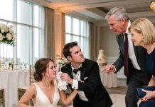 My father shattered my nose at my wedding reception—all because I refused to ask my wealthy fiancé for a $30,000 down payment on his new Cadillac Escalade SUV. He seized my hair and slammed my face into the floor. I looked up to find both my parents smiling. Then I whispered four words to my fiancé. Twenty minutes later, the smile disappeared from my father’s face because…