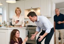An “overcooked” steak was all it took for my husband to deliberately push my hand onto the hot stove. I collapsed in agony. My mother-in-law stepped over me to grab the wine, laughing, “She needs to learn her place.” My father-in-law simply turned up the TV. They thought I was reaching under the kitchen island for a bandage. What I was actually doing was making the hidden security camera’s live feed public—and sending the link directly to every member of his corporate board.