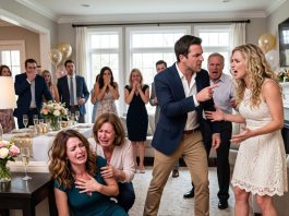 My sister laughed and called it “just a joke” as guests helped me off the floor. She knew about my chest injury—but something made her fiancé turn and look at her differently.