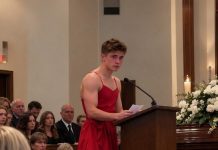 “My son’s best friend arrived at his funeral wearing a bright red dress. My husband was already standing up to ask him to leave, and I was desperately trying to stop him. But when the young man finally stepped behind the microphone, he revealed a conversation he’d had with our son that neither of us knew about. What he said next left the entire chapel in tears.