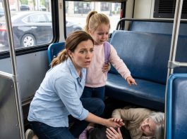 On the bus, my 6-year-old gripped my hand. “Mama, I’m scared.” When I asked why, she pointed toward the floor. “There’s something under the seat.” I looked—and FROZE IN HORROR. I didn’t cry. I did THIS. By the next morning, my in-laws regretted everything…
