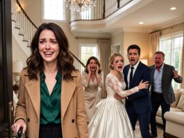 While I was overseas for a design competition, my sister took my wedding dress and married my fiancé for his money—with my parents’ full approval. When I returned, she smugly stood beside him and introduced him as her husband, clearly expecting me to fall apart. Instead, I laughed. She had no idea who the man she had really married was…