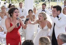 My sister forced me to wear bright red as her maid of honor at her all white wedding, so I took the microphone and exposed her groom’s secret in front of everyone.