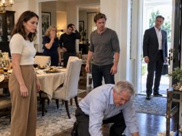 My father-in-law deliberately dumped food onto the floor and barked, “Clean it up. A real wife knows her place.” I smiled and said, “Keep that attitude.” Ten minutes later, he saw who had just walked into the room—and went completely pale.
