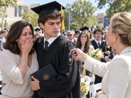 After I sacrificed 19 years raising my sister’s son, she returned on his graduation day with the keys to a Porsche, expecting one expensive gift to erase nearly two decades of absence. She smiled and announced, “Only my true heir deserves something this special,” while barely acknowledging me. But when my son finally responded, the entire celebration fell silent.