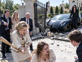 My mother-in-law hit my pregnant belly with a bat while the family laughed and said my mom would never dare set foot in this mansion. Then a Lamborghini crashed the gate and a woman in black gloves stepped out.
