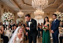 My Sister Humiliated Me By Moving Me From The Family Table To The “Reject Table” At Her $235K Wedding. My Heart Sank, But Then A Stranger Whispered “Act Like You’re With Me”—And My Sister Froze In Disbelief The Moment I Caught Her Bouquet Cleanly.